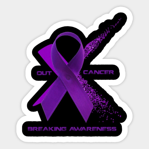 Breaking Awareness/X Out Cancer (Purple Ribbon) Sticker by X the Boundaries